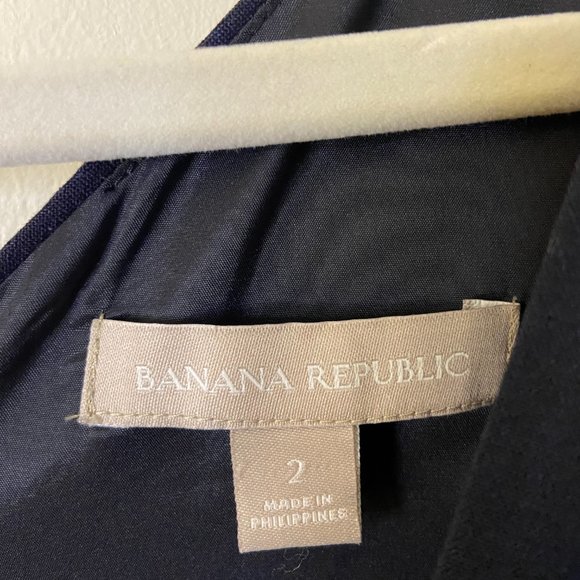 Banana Republic Dress Womens 2 Navy Blue Wool V-Neck Cap Sleeves Mini Sheath - Picture 6 of 6